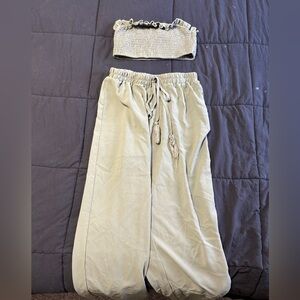 Medium green two piece tube top set